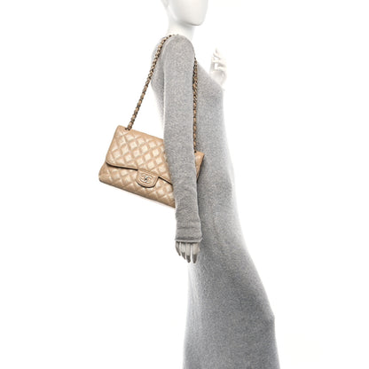 Chanel Iridescent Caviar Quilted Jumbo Double Flap Beige 2 of 16