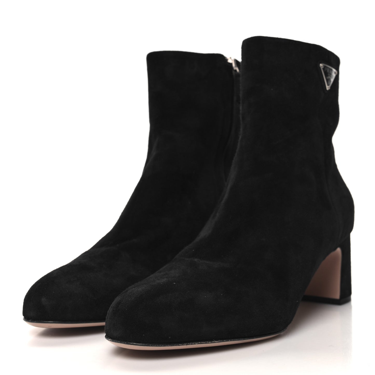 Velvet Metal Triangle Logo Zip 65mm Boots 39.5 Black