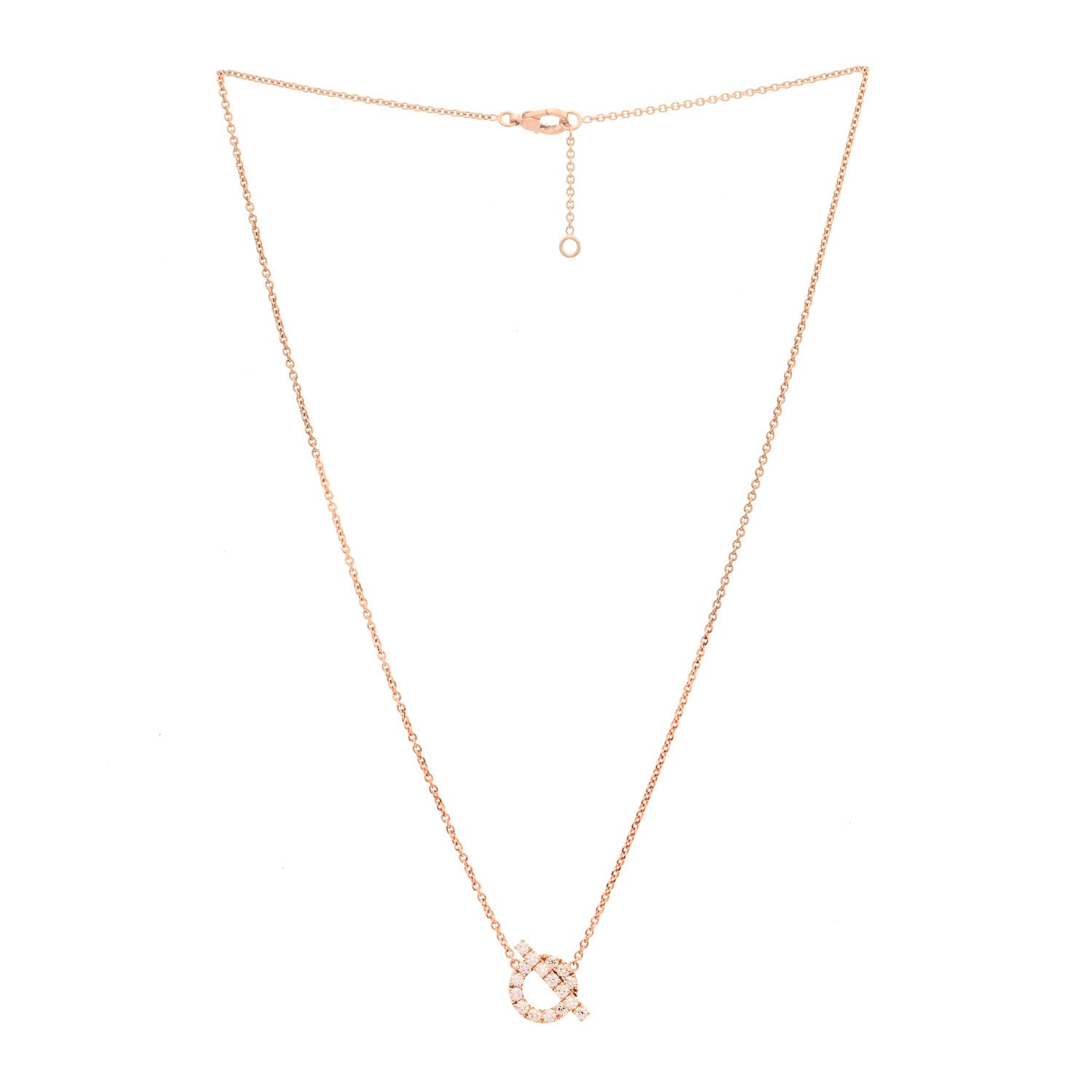 Hermes 18K Rose Gold Diamond Finesse Pendant Necklace 3 of 6