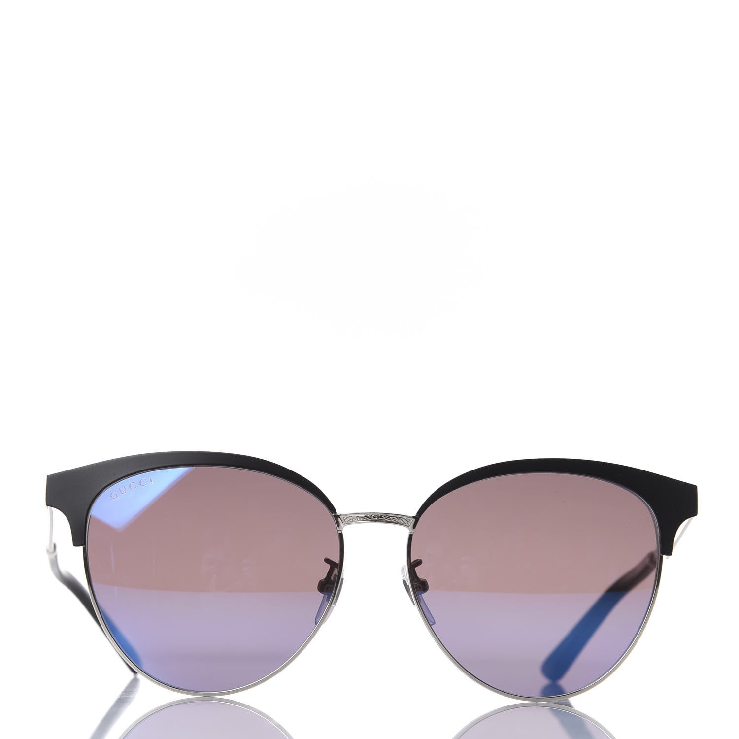 Gucci Round Metal GG0074S Sunglasses Blue Black 2 of 6