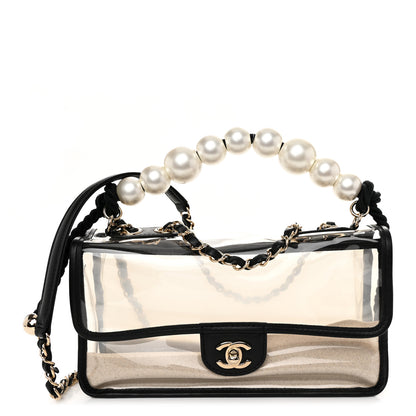 Chanel Lambskin PVC Sand By The Sea Flap With Pearl Strap Black 1 of 9