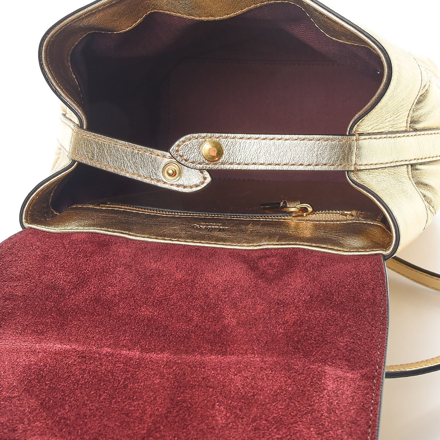Metallic Smooth Calfskin Quilted Mini Bayswater Backpack Gold