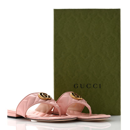 Gucci Nappa Charlotte Double G Marmont Thong Sandals 37 Perfect Pink 9 of 9