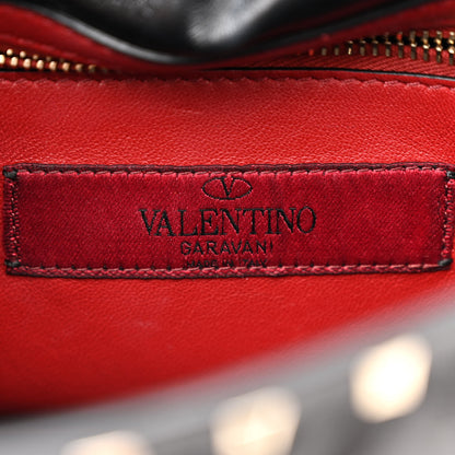 Valentino Garavani Lambskin VLTN Print Medium Rockstud Spike Shoulder Bag Black 6 of 11