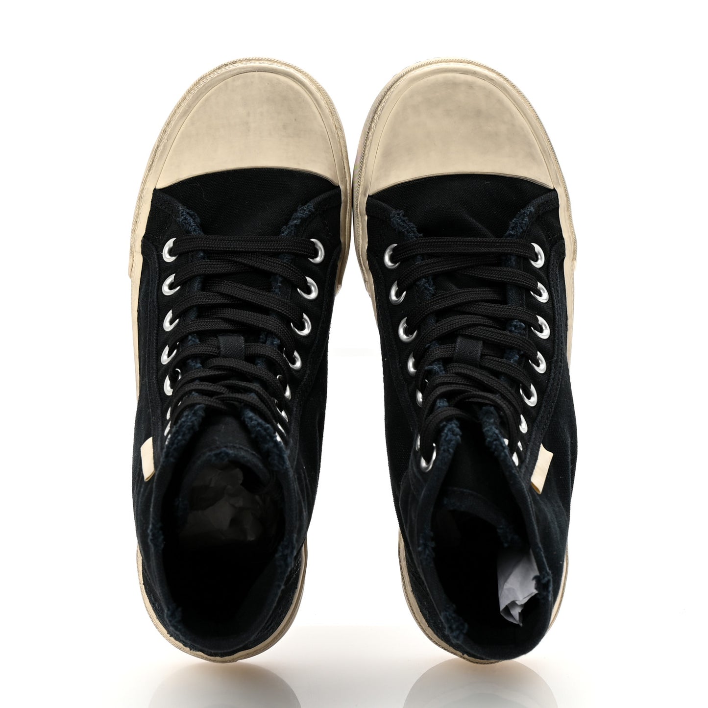 Canvas Distressed Womens Paris High Top Sneakers 38 Black