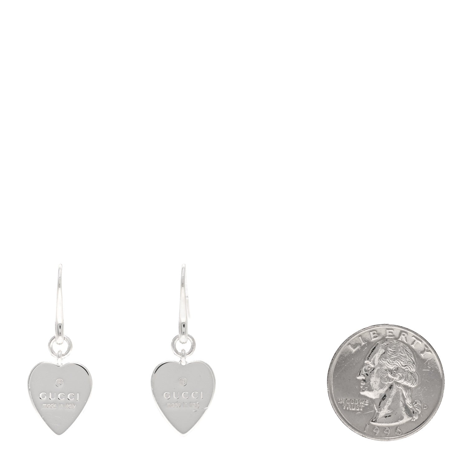 Gucci Sterling Silver Trademark Heart Drop Earrings 2 of 4