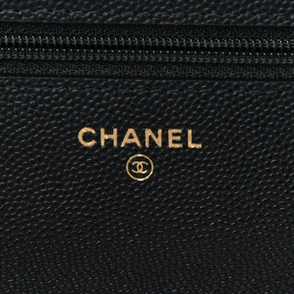 Chanel Caviar Quilted Wallet With Charms On Chain WOC Black 10 of 12