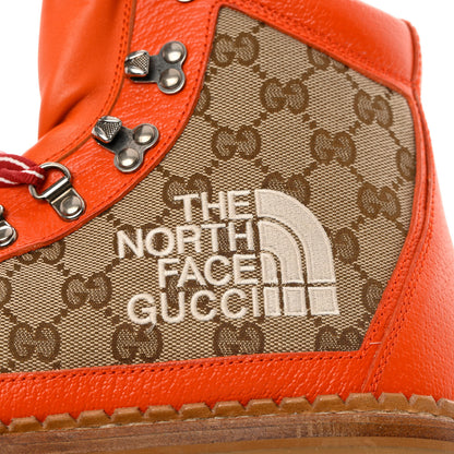 Gucci Monogram Textured Calfskin Mens Hiking Ankle Boots 41 Beige Ebony Deep Orange 12 of 18