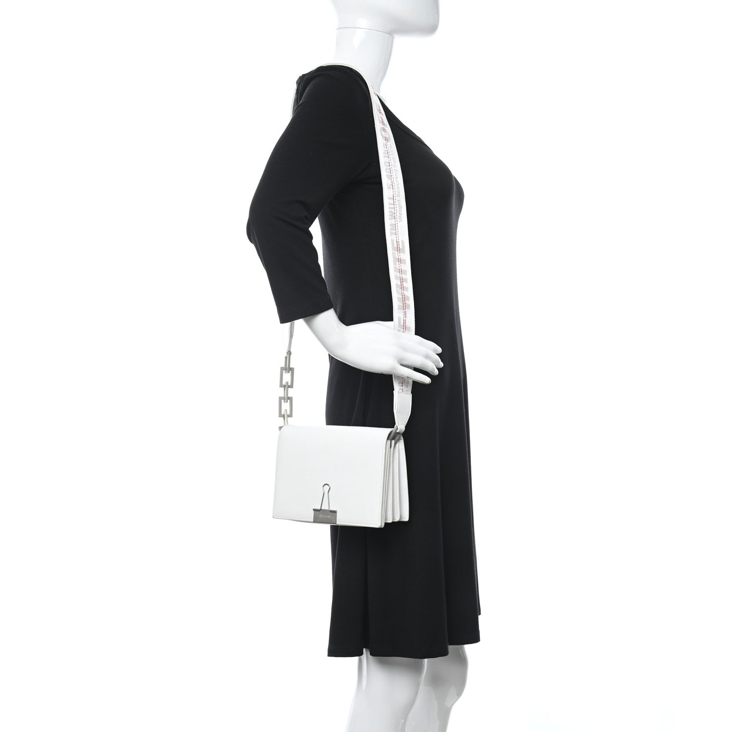 Off-White Calfskin Binder Clip Bag White 2 of 16