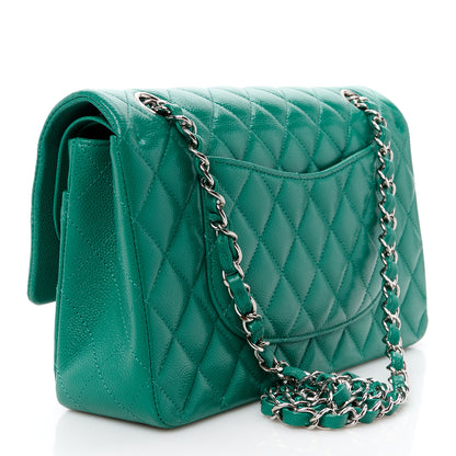 Chanel Caviar Quilted Medium Double Flap Green 3 of 11