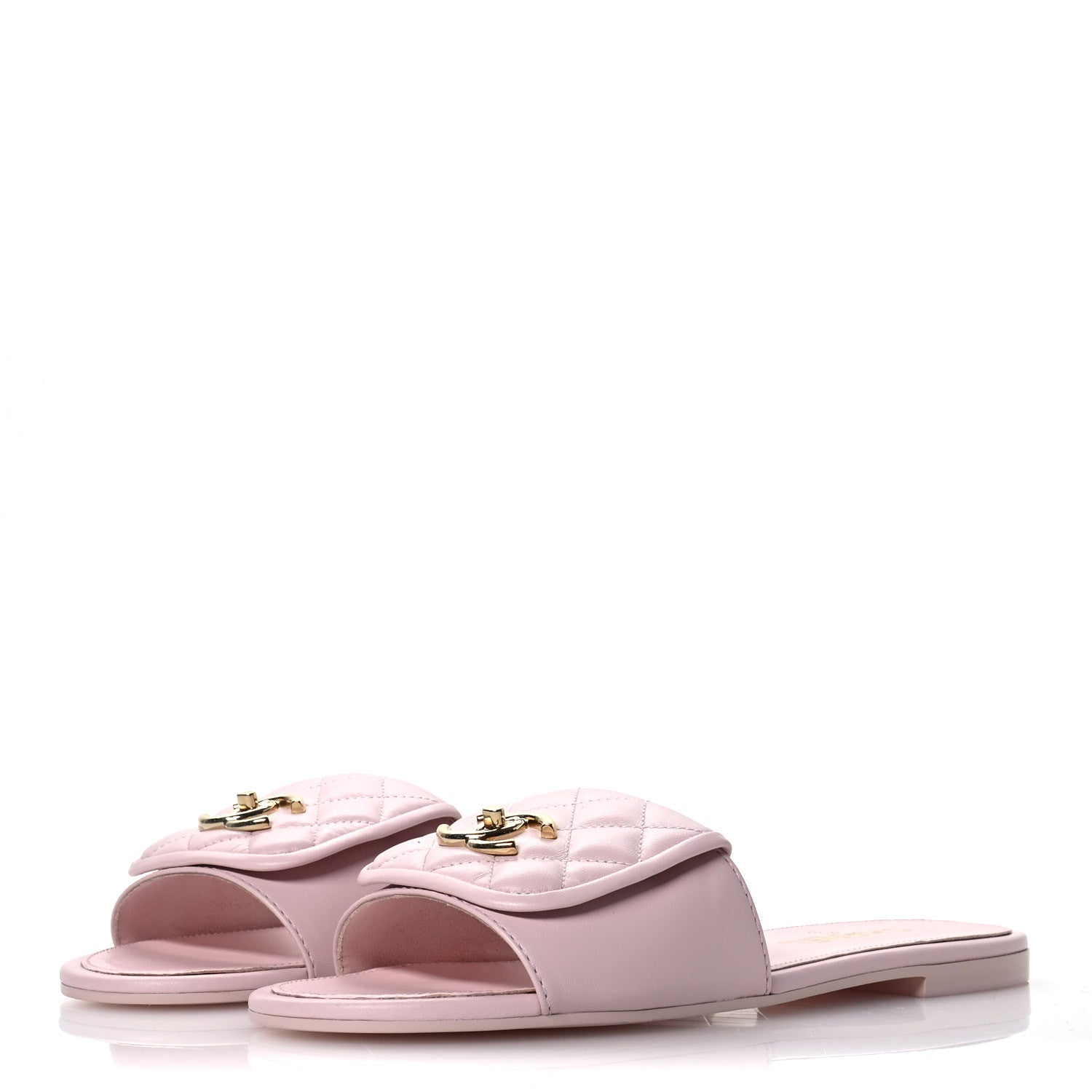 Chanel Lambskin Quilted Turnlock Flat Mules 41 Light Pink 4 of 9