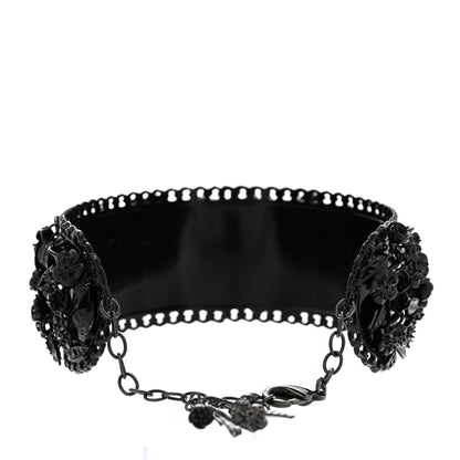 Chanel Enamel Flower Chain Choker Necklace Ruthenium Black 3 of 8