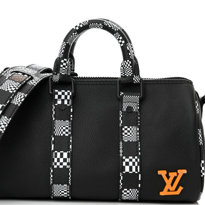 Louis Vuitton Calfskin Damier Distorted Keepall XS Black 7 of 9