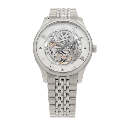 Gucci Stainless Steel 40mm G-Timeless Skeleton Charm Automatic Watch 1 of 5