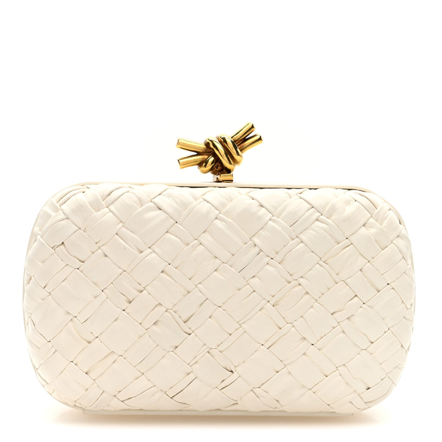 Foulard Intrecciato Minaudiere Knot Clutch Bone