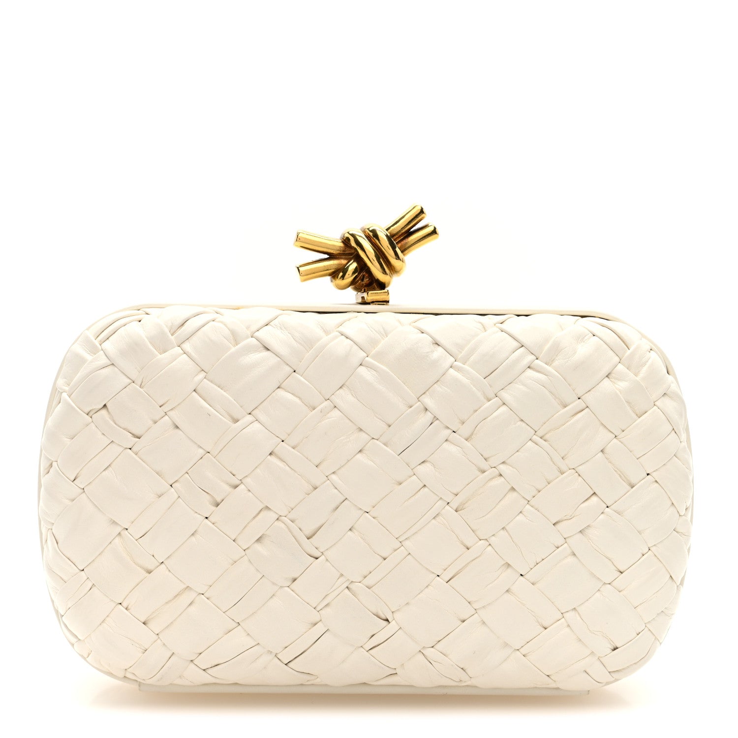 Bottega Veneta Foulard Intrecciato Minaudiere Knot Clutch Bone 1 of 9