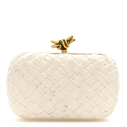 Bottega Veneta Foulard Intrecciato Minaudiere Knot Clutch Bone 1 of 9