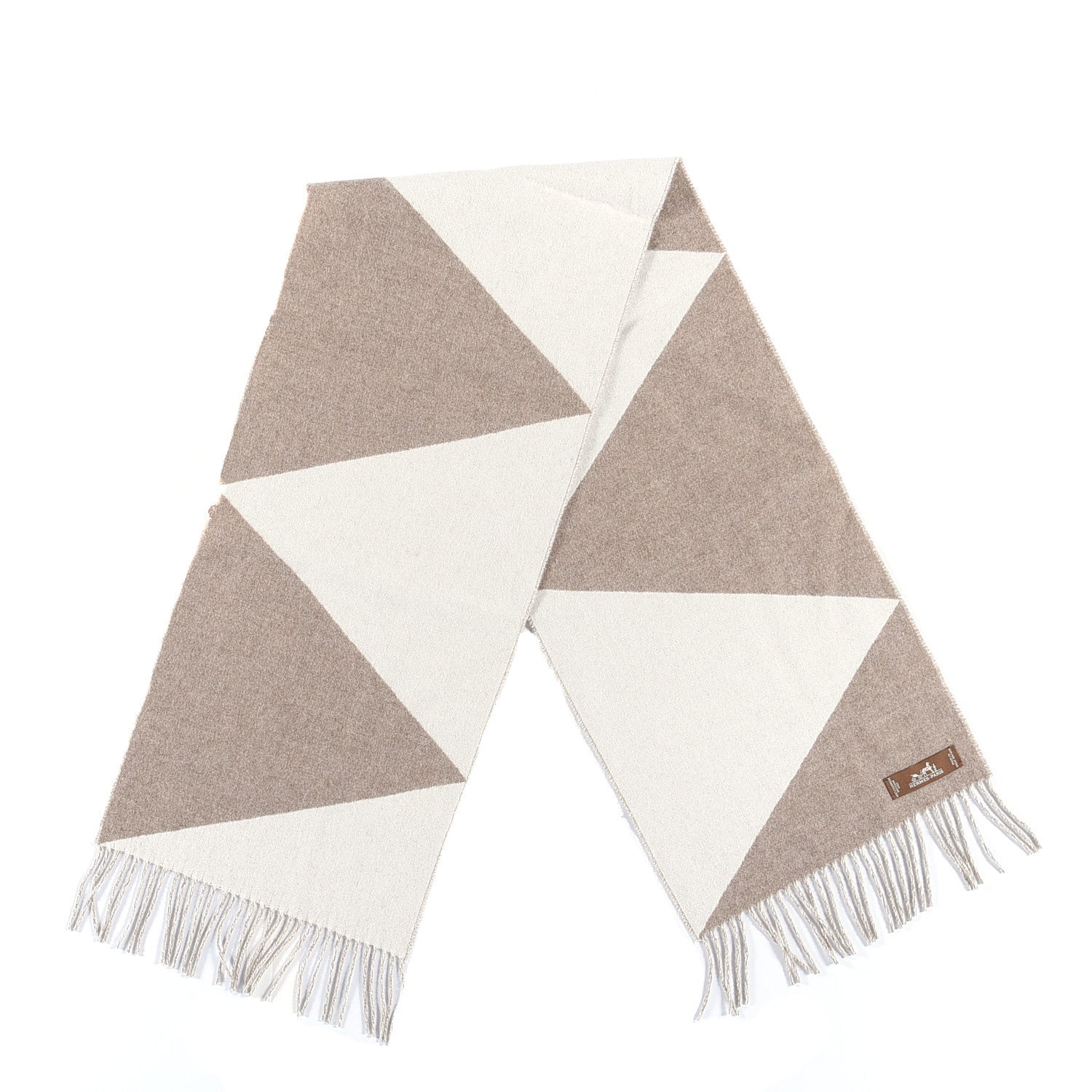 Hermes Cashmere Casaque Zig Zag Muffler Etoupe Ivory 2 of 4