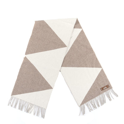 Hermes Cashmere Casaque Zig Zag Muffler Etoupe Ivory 2 of 4