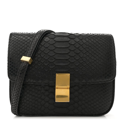 Celine Snakeskin Medium Classic Box Flap Bag Black 1 of 13