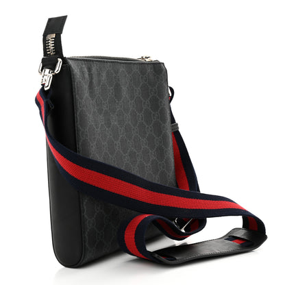 Gucci GG Supreme Monogram Web Small Flat Messenger Bag Black Grey 3 of 11
