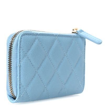 Chanel Caviar Quilted Zipped Key Holder Case Light Blue 3 of 11