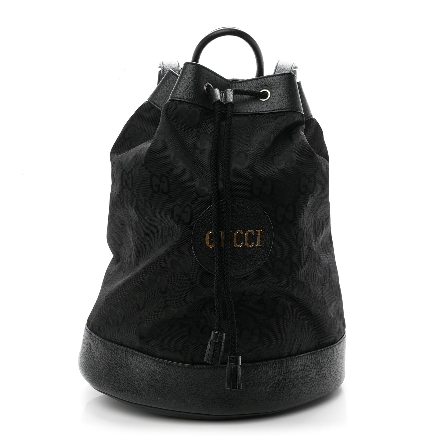Econyl Nylon Monogram Off The Grid Drawstring Bucket Backpack Black