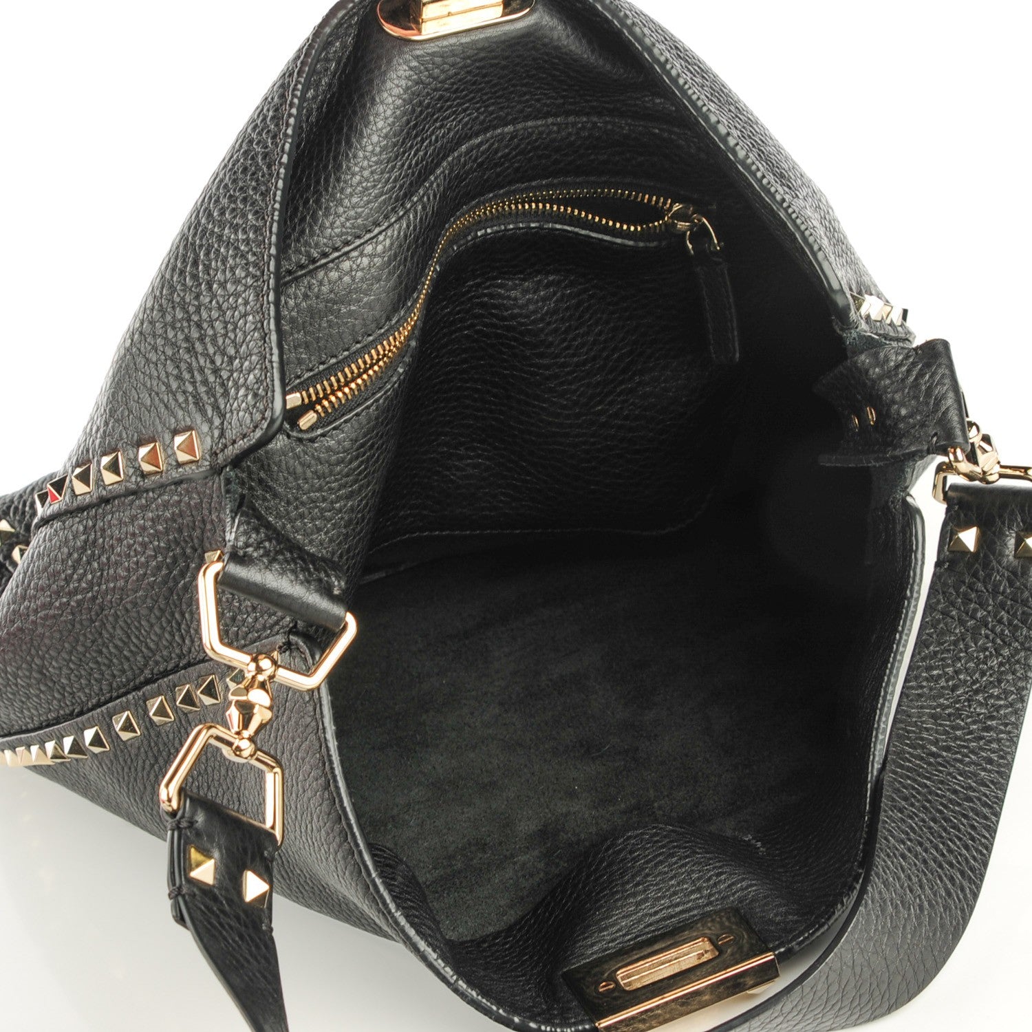 Valentino Garavani Pebbled Calfskin Large Rockstud Flip-Lock Messenger Bag Black 8 of 8