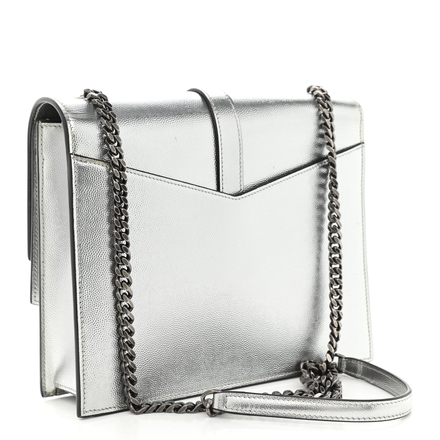Saint Laurent Grain De Poudre Monogram Medium Sulpice Shoulder Bag Silver 3 of 11
