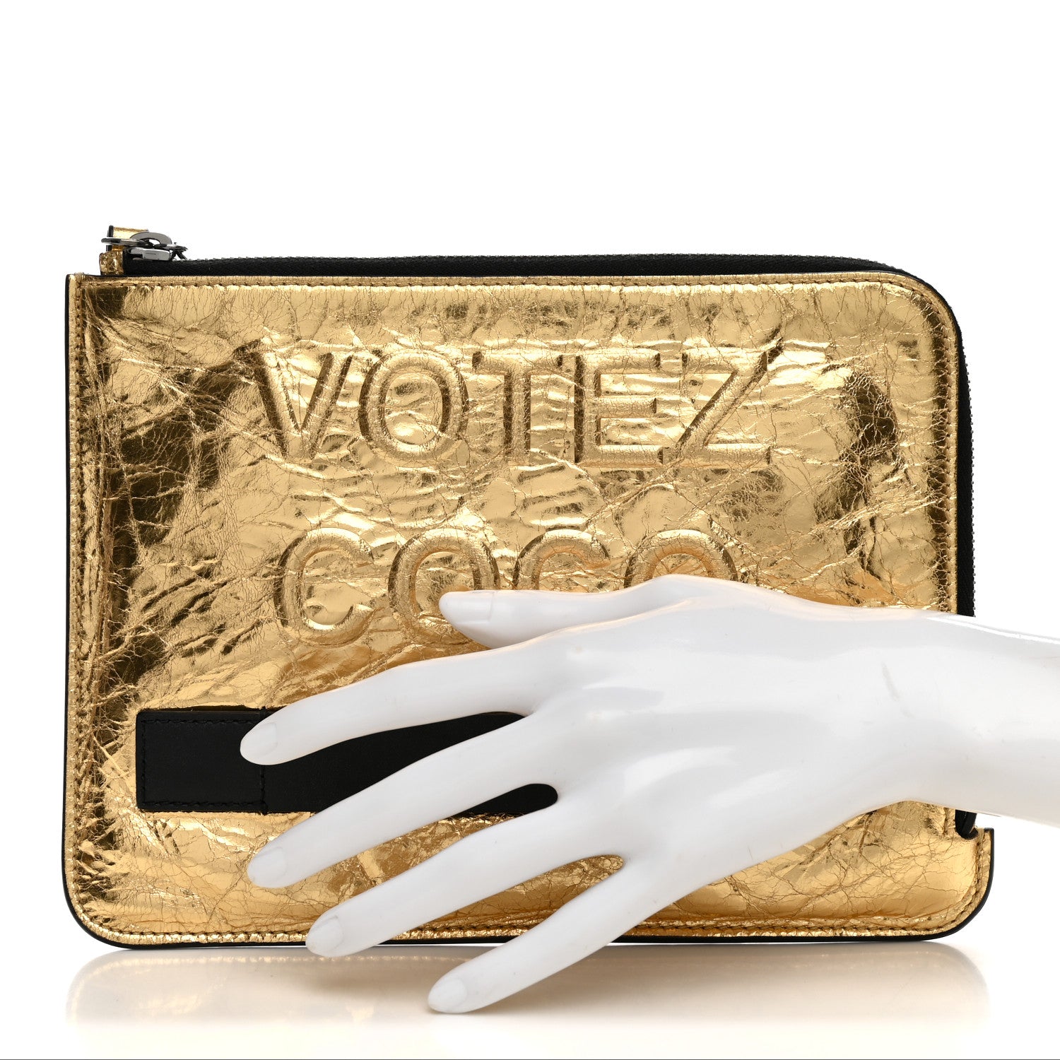 Chanel Metallic Calfskin Votez Coco Pouch Gold 2 of 7