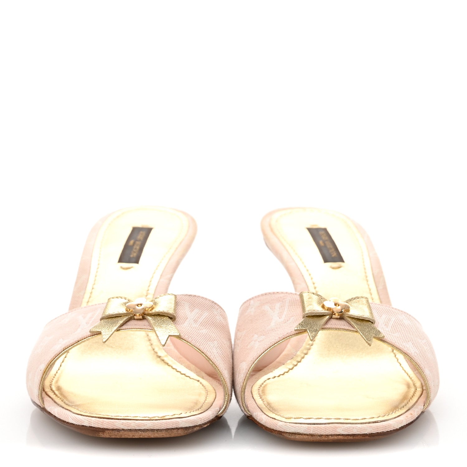 Louis Vuitton Monogram Bow Kitten Heel Sandals 39.5 Pink 3 of 12