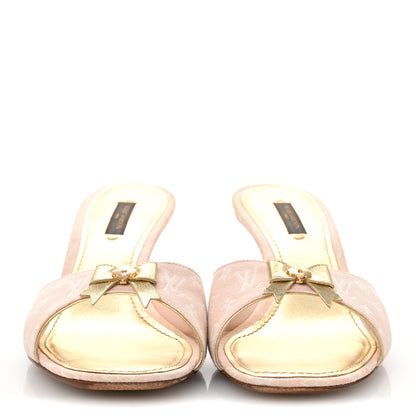 Louis Vuitton Monogram Bow Kitten Heel Sandals 39.5 Pink 3 of 12
