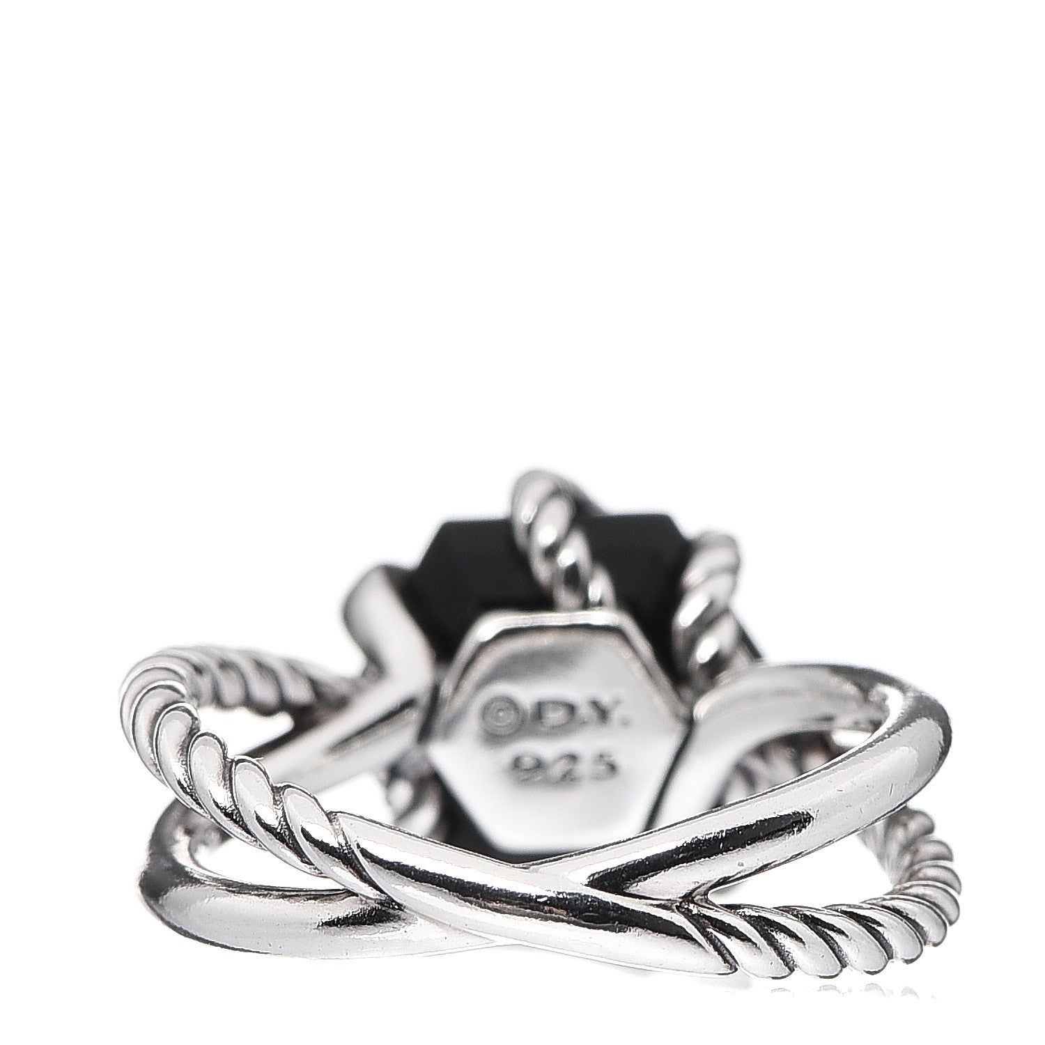 David Yurman Sterling Silver Diamond Black Onyx 10mm Cable Wrap Ring 52 6 3 of 4