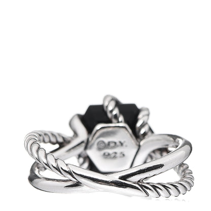 David Yurman Sterling Silver Diamond Black Onyx 10mm Cable Wrap Ring 52 6 3 of 4