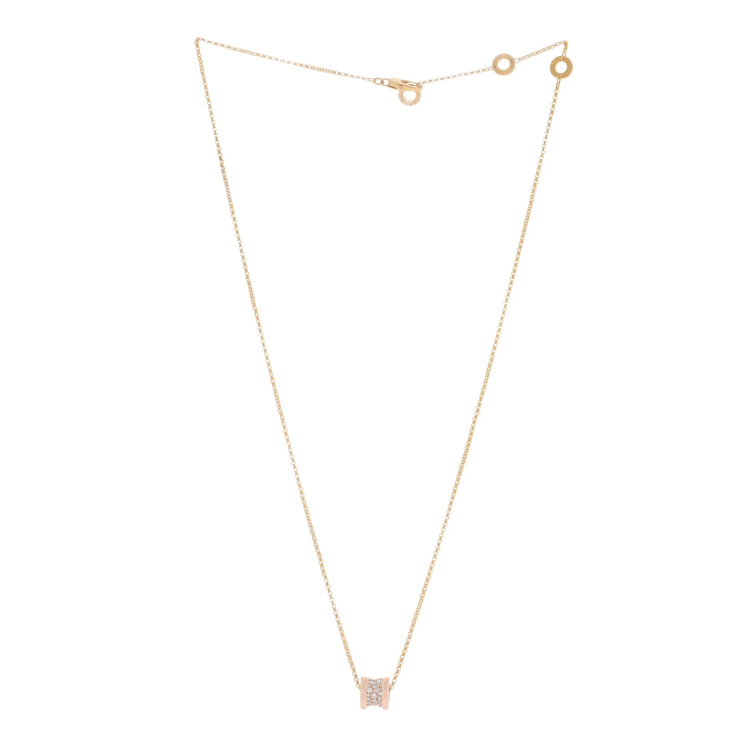 Bulgari 18K Rose Gold Diamond Small B.Zero1 Pave Pendant Necklace 3 of 5