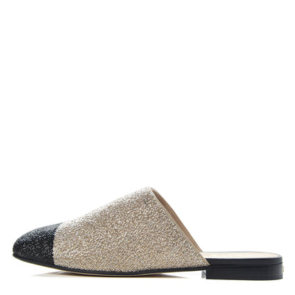 Chanel Pearl Embroidery CC Mules 40 Beige Black 1 of 9