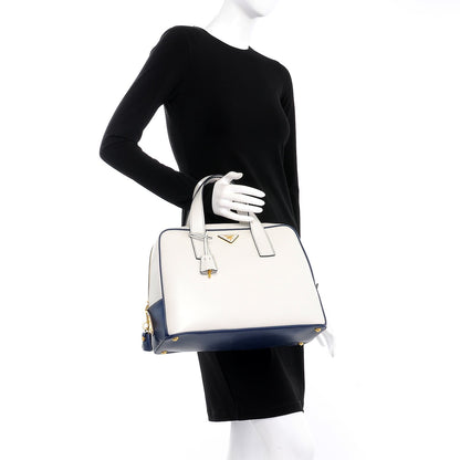 Prada Vitello Bi-Color Top Handle Bowler Bag Talco 2 of 8