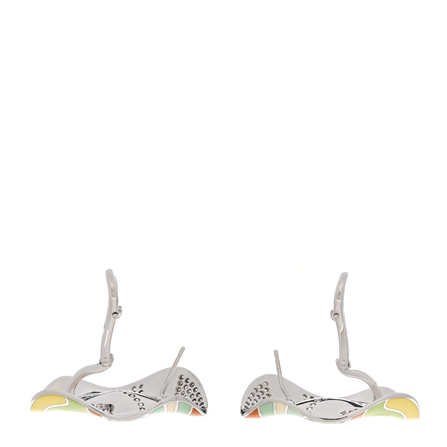 Roberto Coin 18K White Gold Diamond Enamel Earrings Multicolor 3 of 4