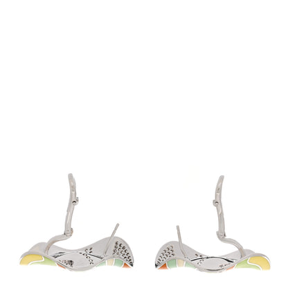 Roberto Coin 18K White Gold Diamond Enamel Earrings Multicolor 3 of 4