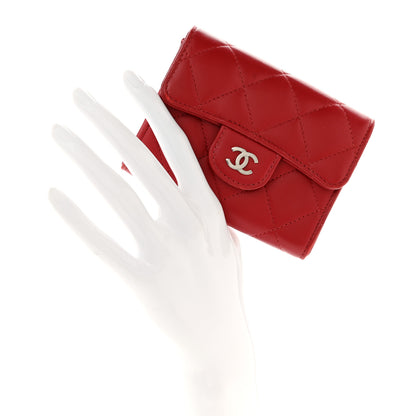 Chanel Lambskin Quilted Flap Card Holder Wallet Red 2 of 8