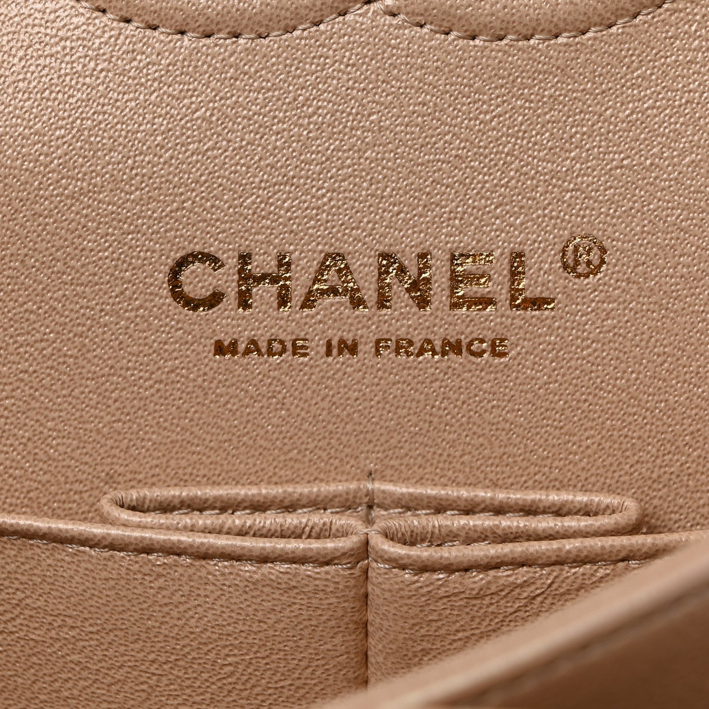 Iridescent Lambskin Quilted Medium Double Flap Beige