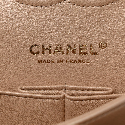Chanel Iridescent Lambskin Quilted Medium Double Flap Beige 6 of 10