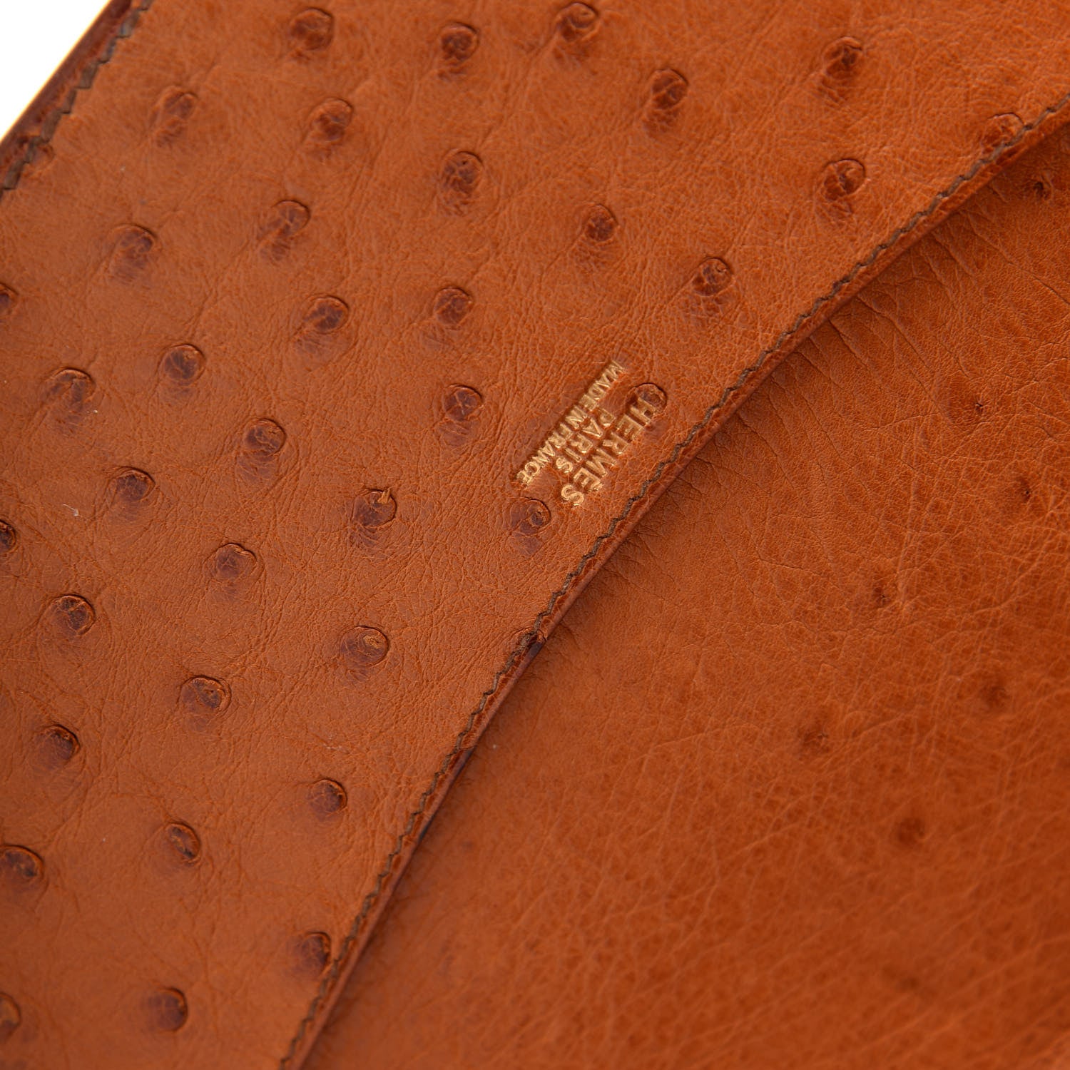 Hermes Ostrich Notebook Cover Cognac 6 of 9