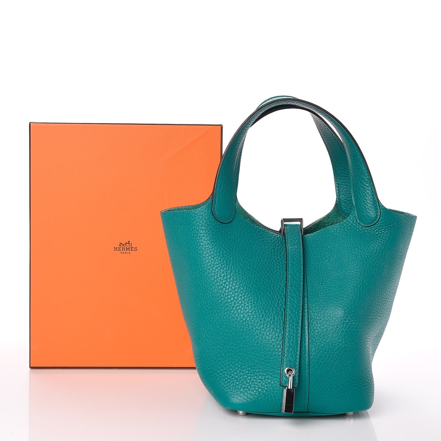 Hermes Taurillon Clemence Picotin Lock 18 PM Bleu Paon 8 of 8