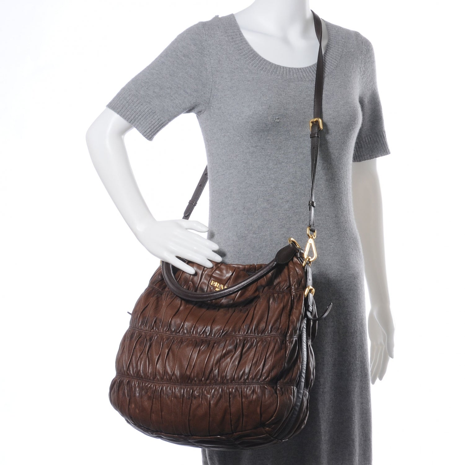 Prada Nappa Gaufre Shopping Tote Brown 2 of 8