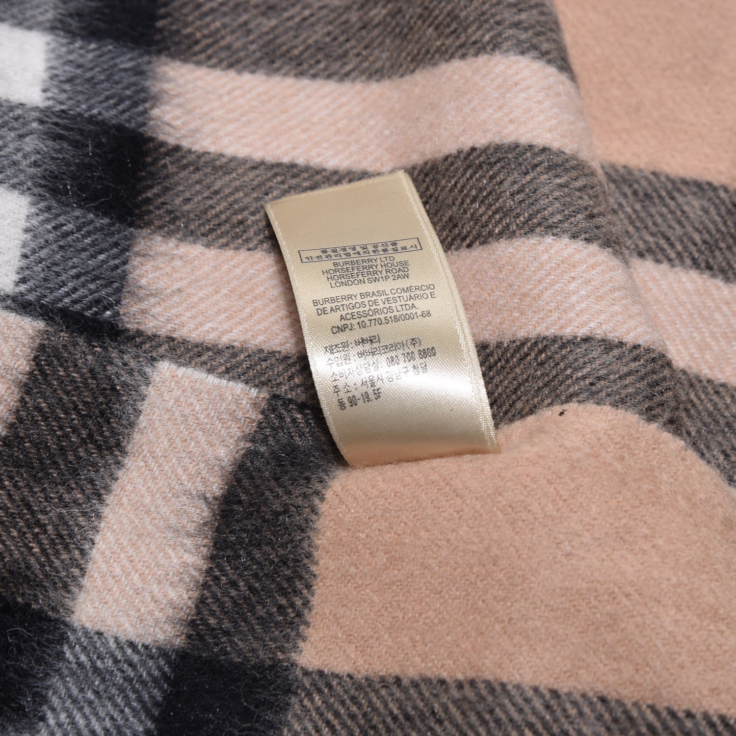 Burberry Cashmere Embroidered Oscar Giant Check Fringe Scarf Camel 6 of 7