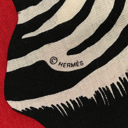 Hermes Cashmere Silk Zebra Pegasus Shawl 140 Bordeaux Violet Bleu 4 of 6