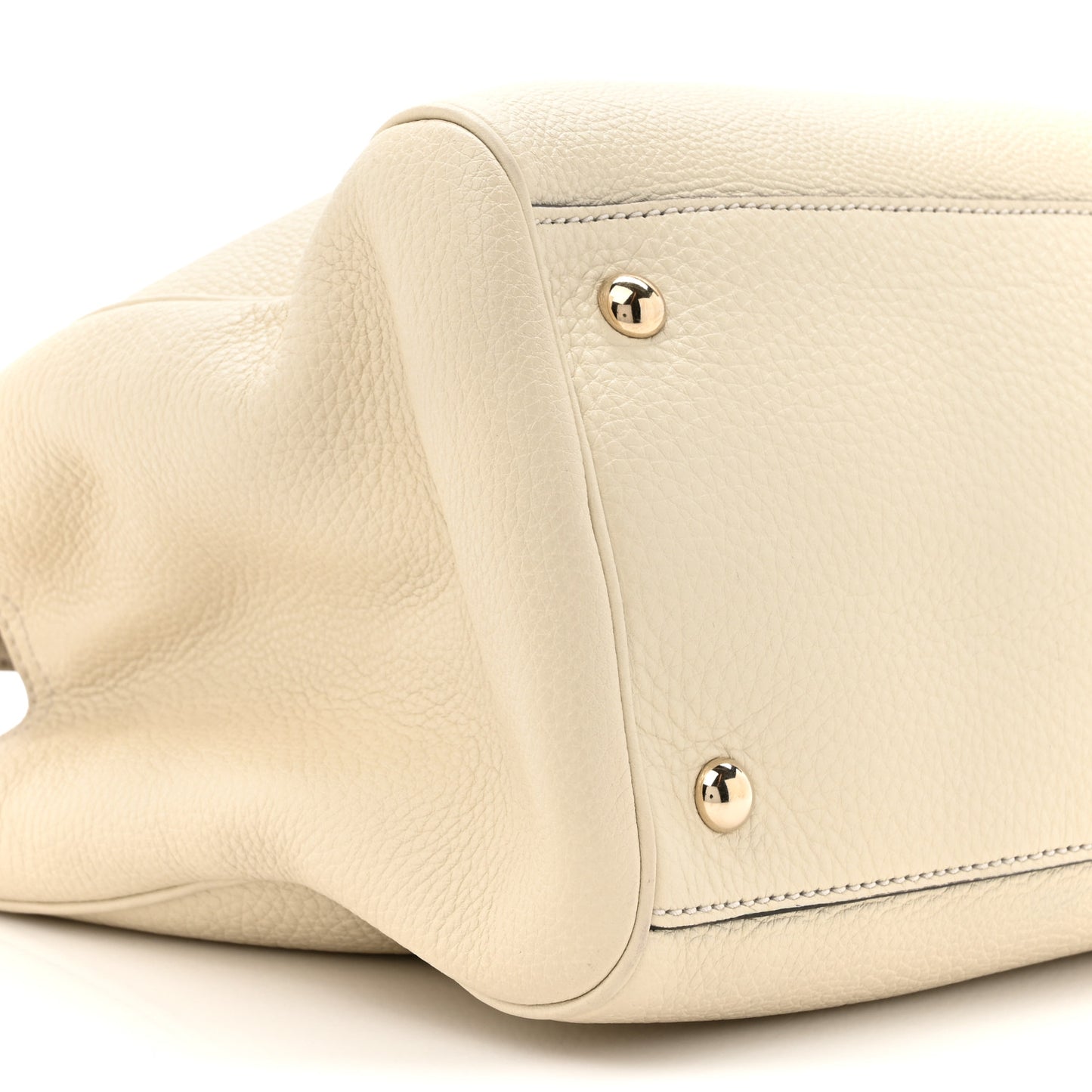 Pebbled Calfskin Medium Bamboo Shopper Tote Off White