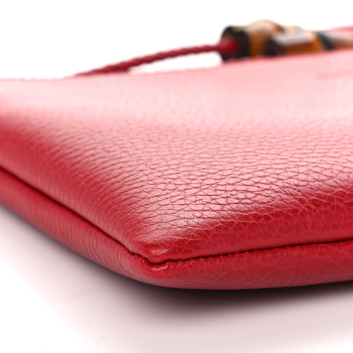 Gucci Calfskin Large Bamboo Clutch Red 9 of 10