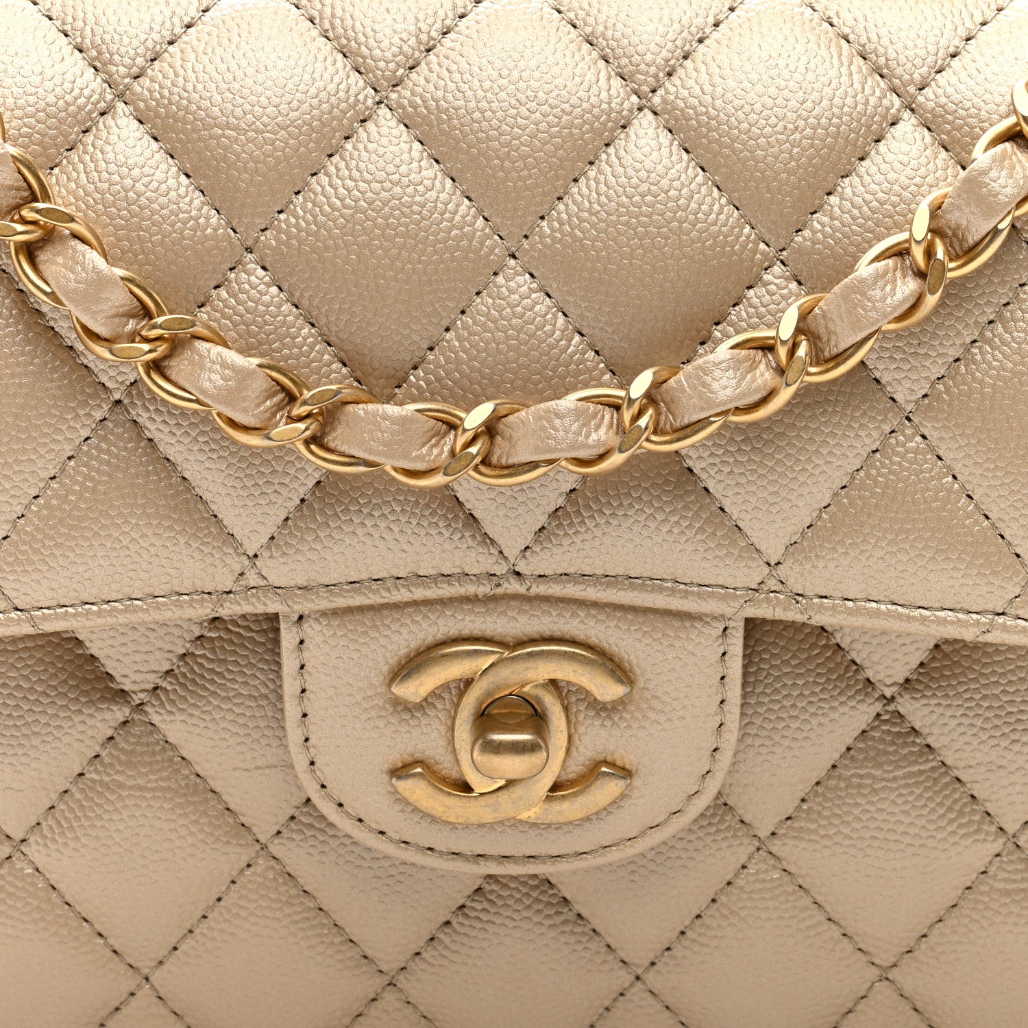 Chanel Iridescent Caviar Quilted Small Double Flap  Beige 8 of 10